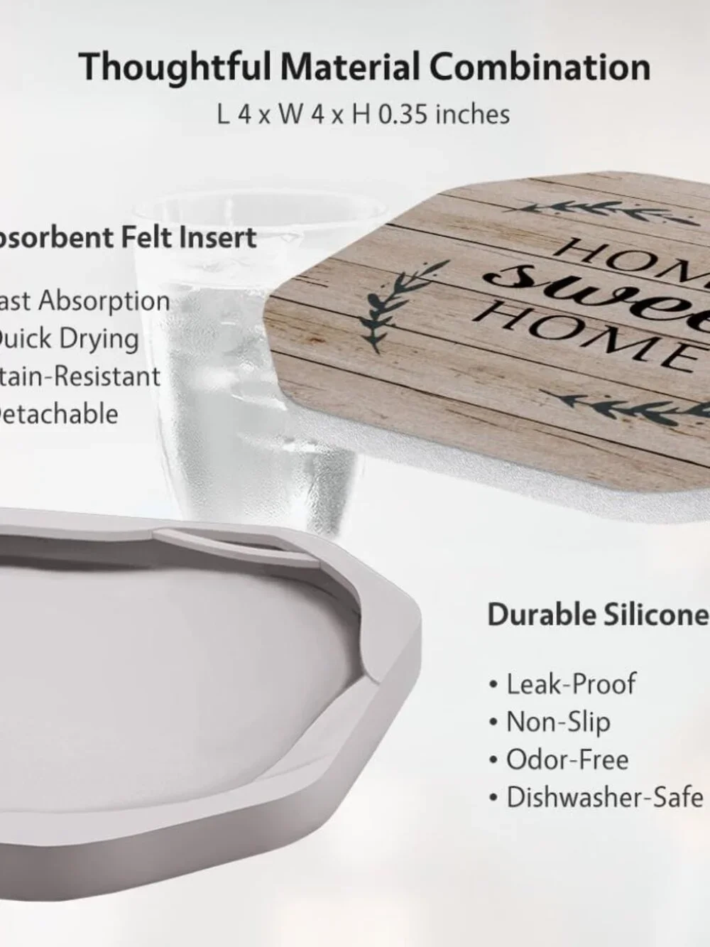 Absorbent Drink Coasters Set of 6 with Holder - Thoughtful House Warming Gifts f